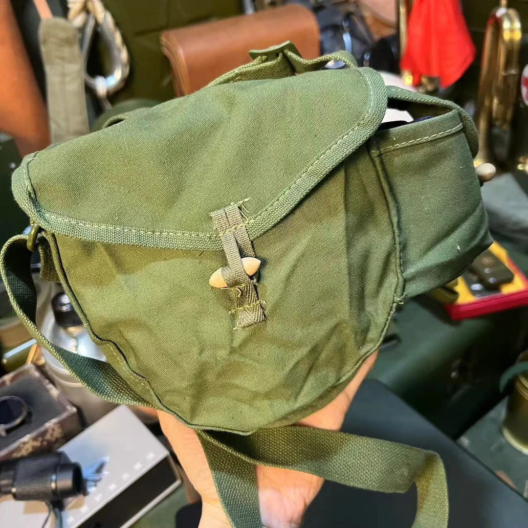 正品老货帆布挎包小鼓包渔具包1981