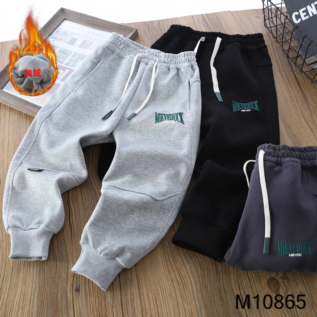 【MIEVE DUCK】冬款儿童韩版加绒卫裤运动裤宽松百搭休闲裤10865
