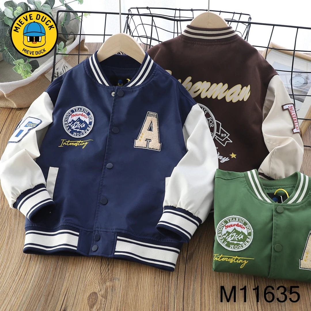 【MIEVEDUCK】春秋款儿童外套棒球服重工刺绣时尚百搭11635