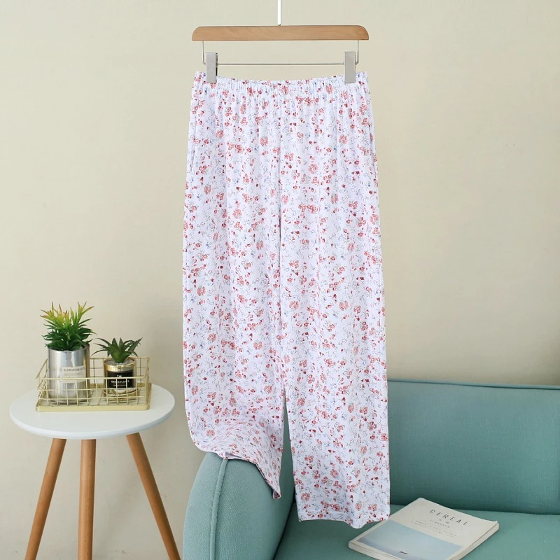 家居睡裤女长裤夏季薄款纯棉大码宽松秋裤中老年居家裤老人空调裤