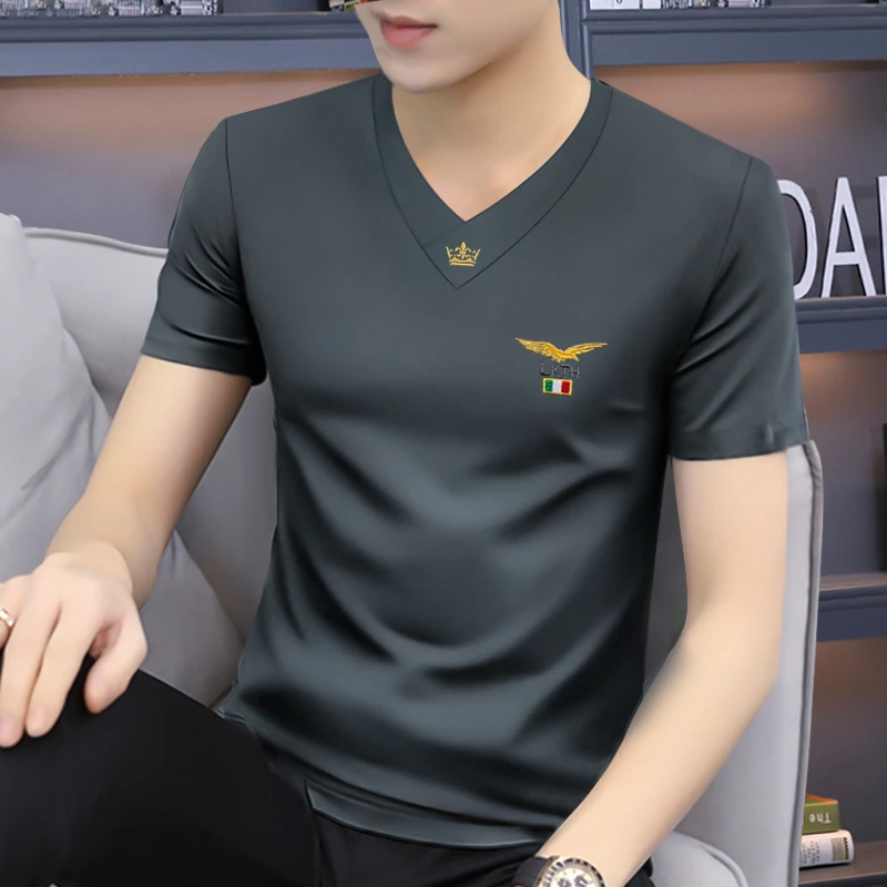 莫代尔短袖t恤男款轻奢品质男装高档潮牌重磅2025新款夏季半截袖
