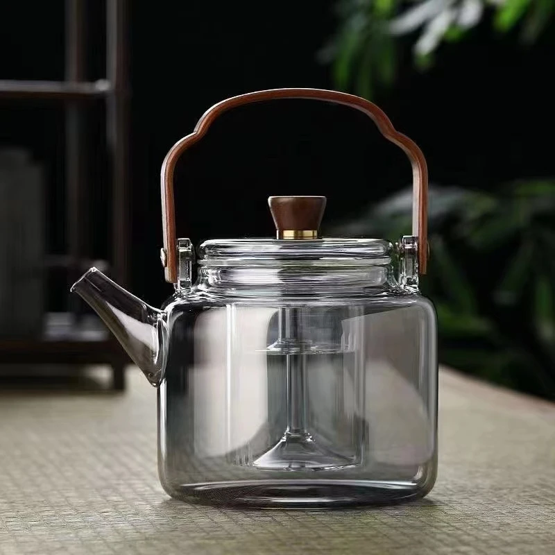 烟灰四代提梁壶一体蒸煮双胆茶壶一壶两用耐高温茶壶泡茶壶煮茶器