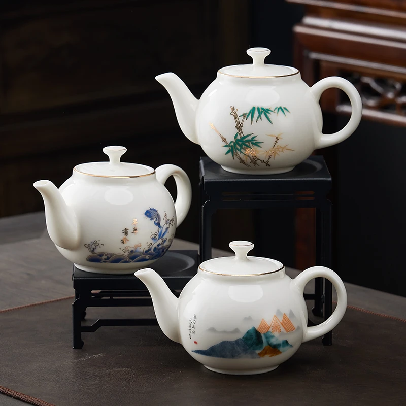 羊脂玉白瓷壶陶瓷茶壶单茶壶侧把壶西施壶