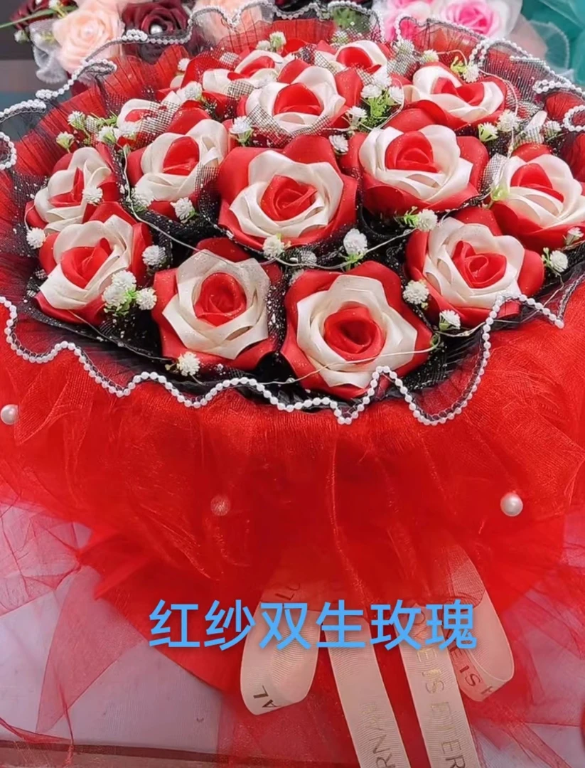 【慈侠手工】 丝带手工玫瑰花成品定制花【成品不支持退货】