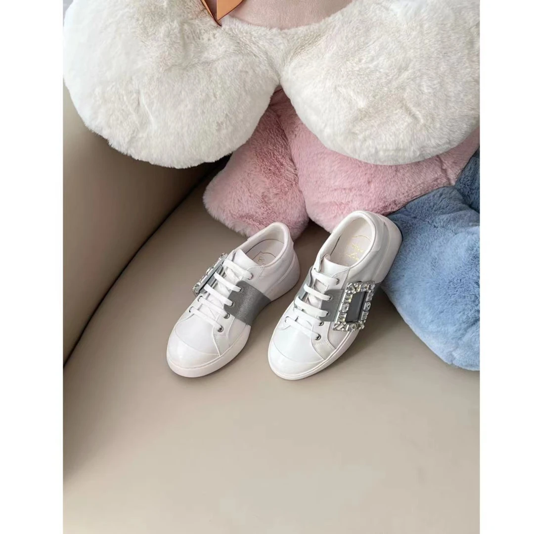 【晨老板】N 侧方镶钻休闲时尚百搭圆头小白鞋12212131
