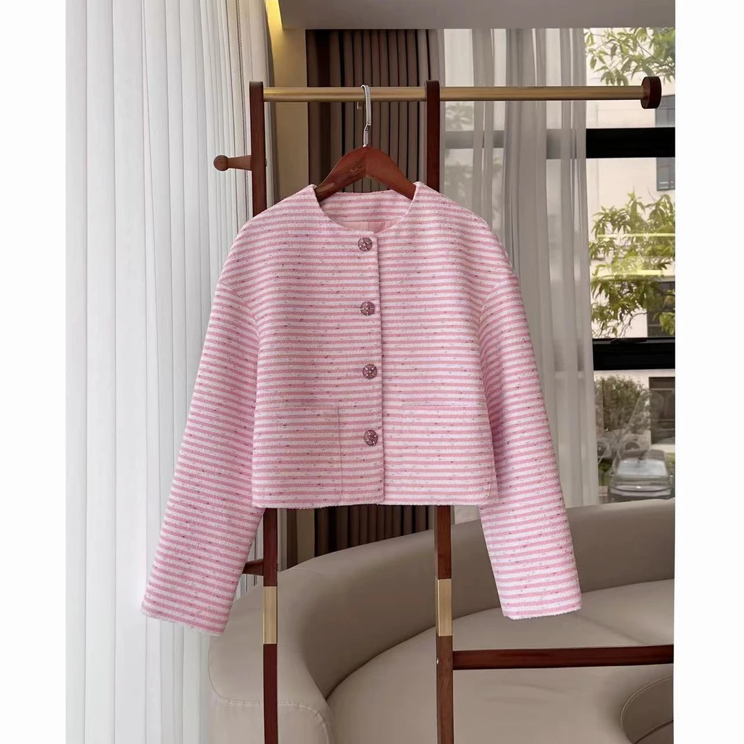 【晨老板】N【最浪漫的事】时尚粉色条纹外套69242018