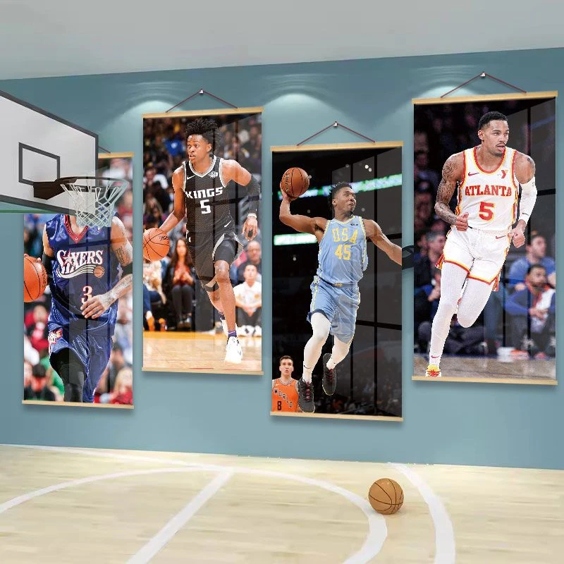 篮球明星装饰画科比詹姆斯乔丹NBA球星海报墙贴纸球馆文化墙挂布