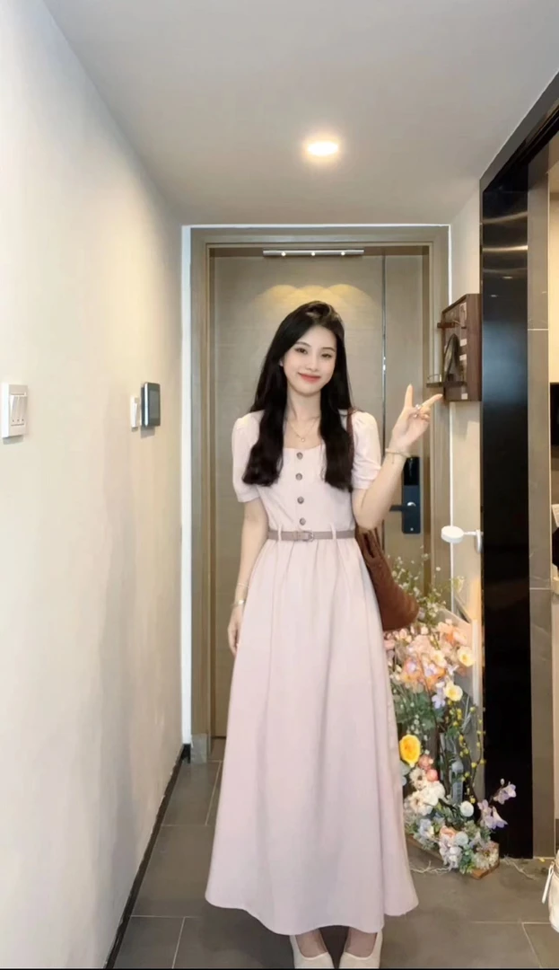 【清】AN.XIN【芋泥冰萃】粉色少女~夏季减龄中长款连衣裙56687