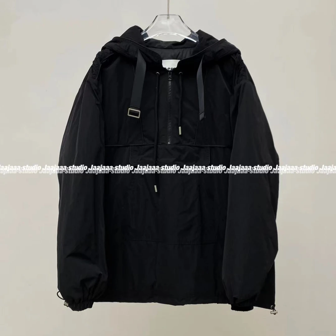 【Jaajaaa】黑金报刊连帽工装口袋羽绒服外套/FGEF