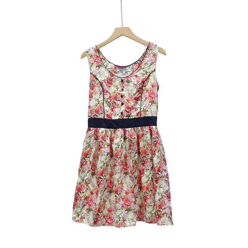 气质无袖连衣裙女式碎花休闲时尚洋气宽松中长款吊带背心裙子