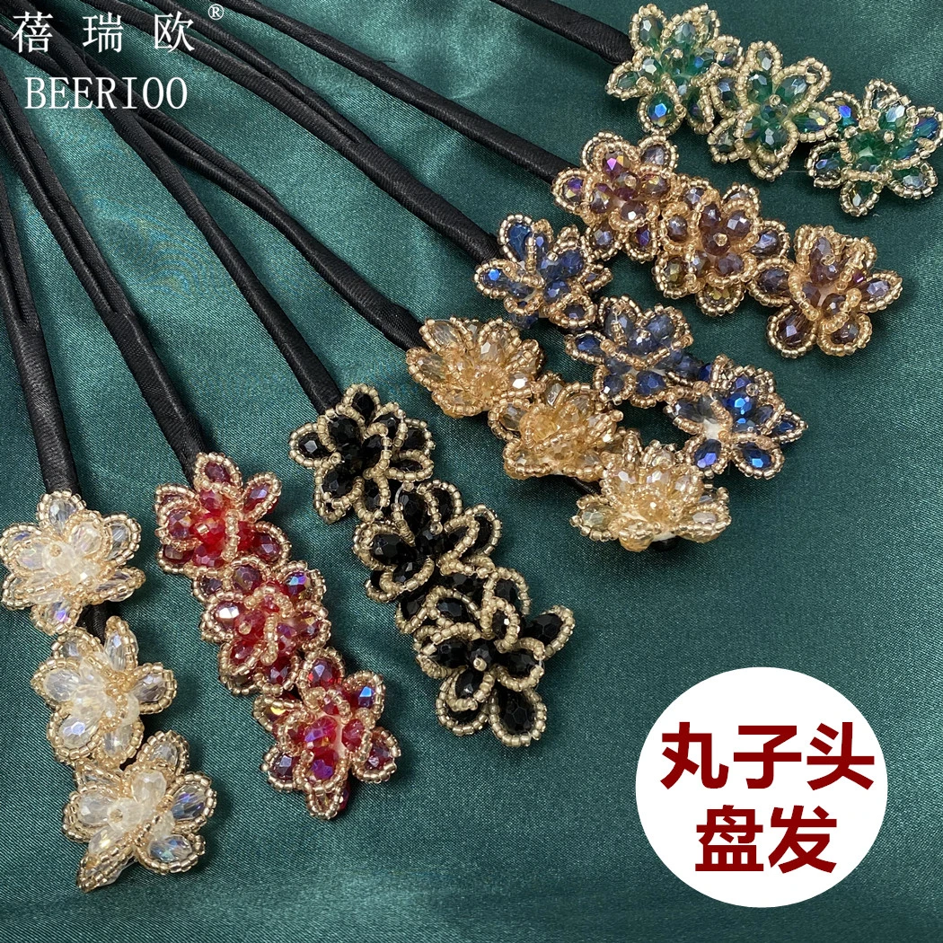 BEERIOO/蓓瑞欧 铁合金亚克力发饰 新款玫瑰盘发棒懒人丸子头发饰
