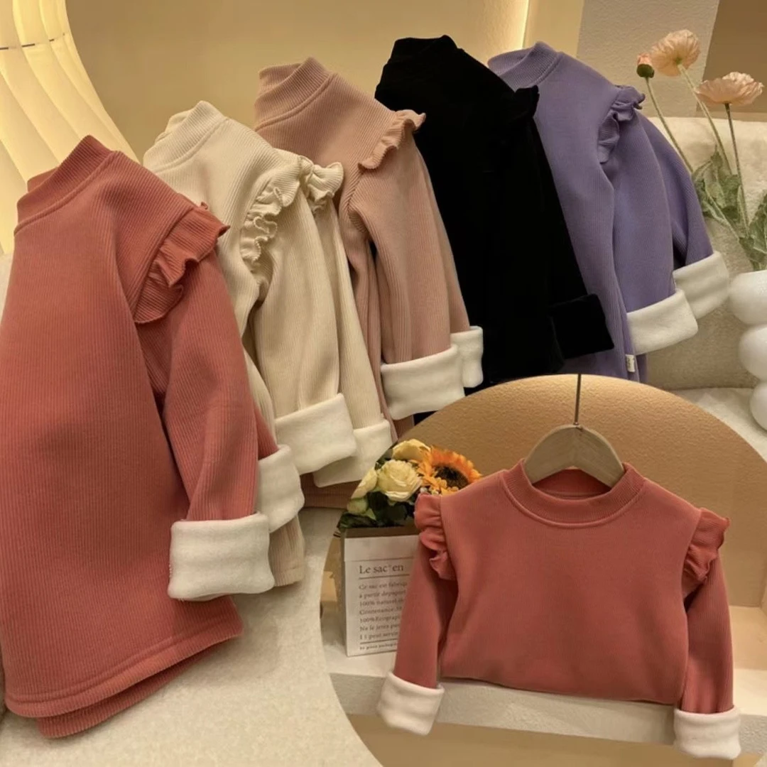 【小扬哥推荐】儿童打底衫加绒加厚秋冬季女童宝宝半高领内搭洋气