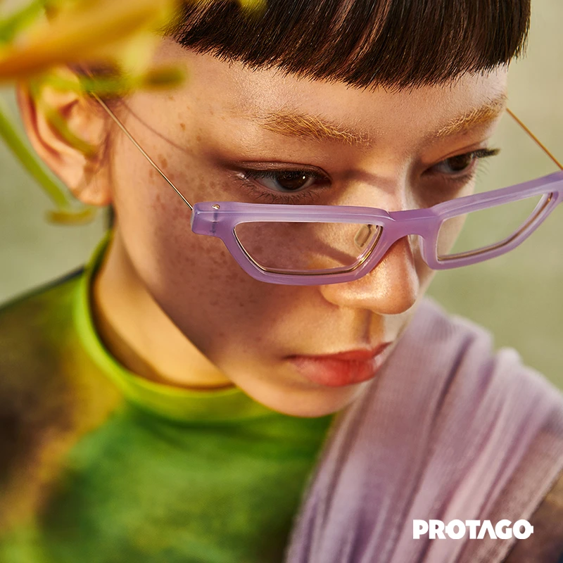 PROTAGO明星同款板材β钛超轻盈小猫眼防蓝光素颜眼镜 Caraco 1C