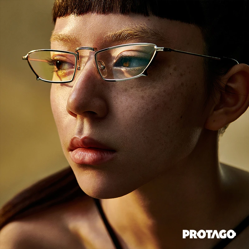 PROTAGO明星同款时尚撞色金属拼接上挑框型防蓝光眼镜PICOT 8B