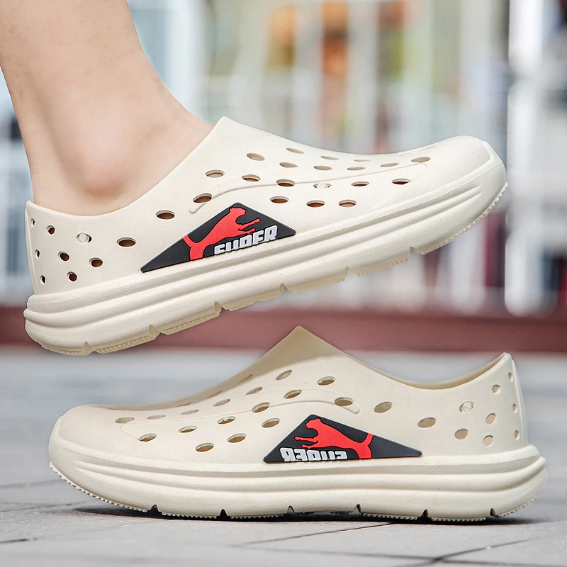 厚底洞洞鞋男款凉鞋外穿防臭软底防滑爆款耐磨夏沙滩潮流包头拖鞋