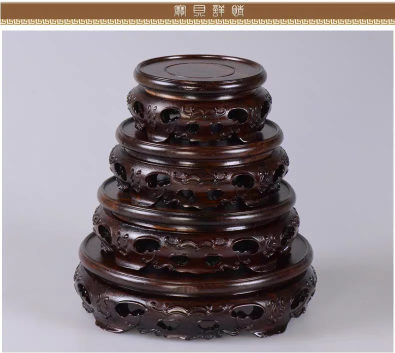 黑檀木雕刻款式香炉鱼缸陶瓷佛像茶壶盆景奇石工艺品摆件实木底座