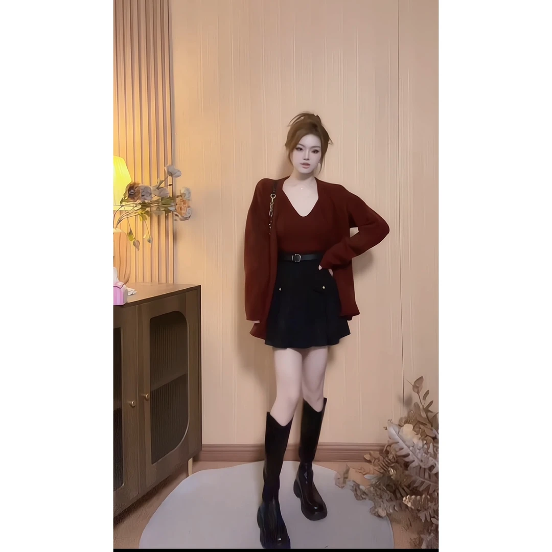 秋冬新款针织毛衣显瘦时尚设计感魅惑纯色毛衣三件套气质百搭