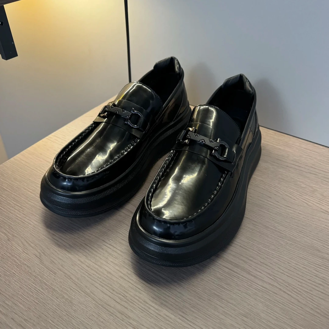 2825男士商务休闲乐福鞋舒适时尚百搭黑色四季休闲商务增高鞋厚底