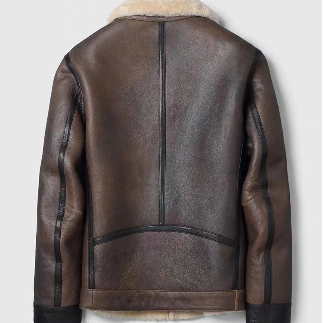 海宁新款皮毛一体男机车服短款皮夹克冬季皮衣高端男士外套