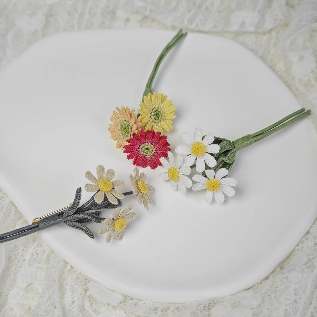 非金属锦纶胸针 微钩小清新小雏菊非洲菊胸针