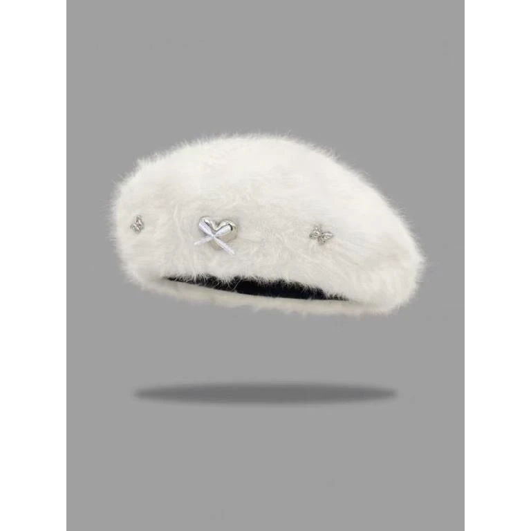 三年二班【SZ合集】网红白色时尚女士毛绒韩版毛球画家气质秋冬季