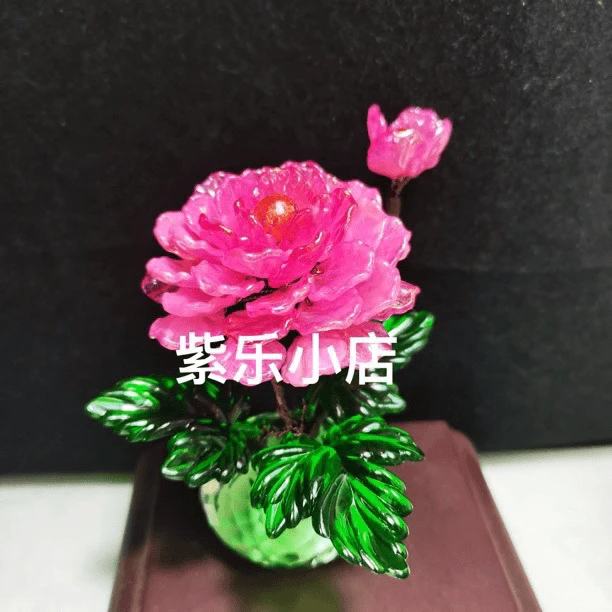 新款款牡丹花手工汽车摆件车载摆件饰品（平儿手工推荐）