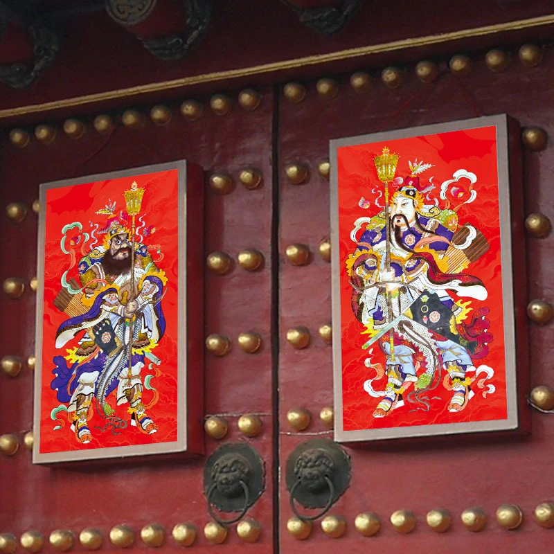 2024龙年特大门神清版秦叔宝蔚迟恭国潮创意门神门贴防水防晒门神