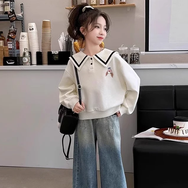 女童海军领卫衣2025新款秋装洋气女大童春秋上衣儿童女孩长袖衣服