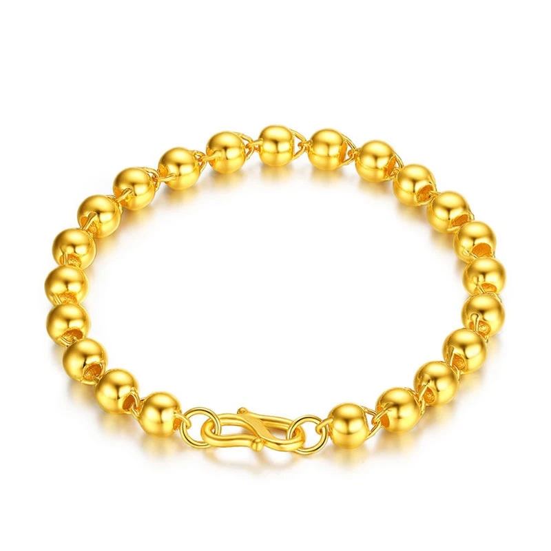 足金999光珠链光面圆珠黄金手链女款手串金手链经典时尚送女友
