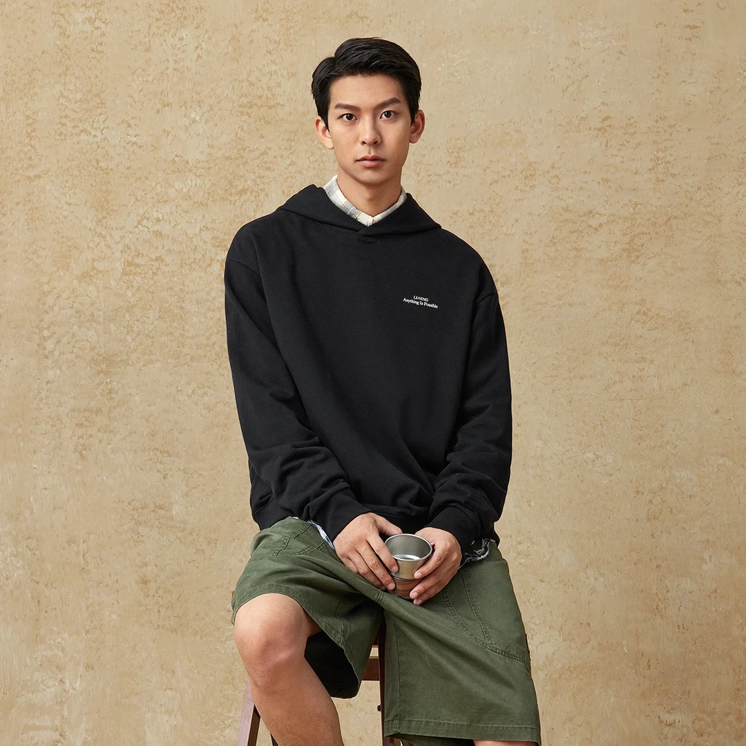 【经典玩色】李宁男女同款运动长袖宽松休闲套头连帽卫衣AWDUB65