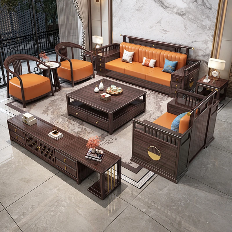 2025爆款乌金木新中式实木大户型大师设计简约现代轻奢沙发