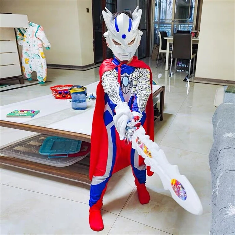 奥特曼衣服男童赛罗银河演出服装儿童紧身连体衣女孩迪迦发光套装