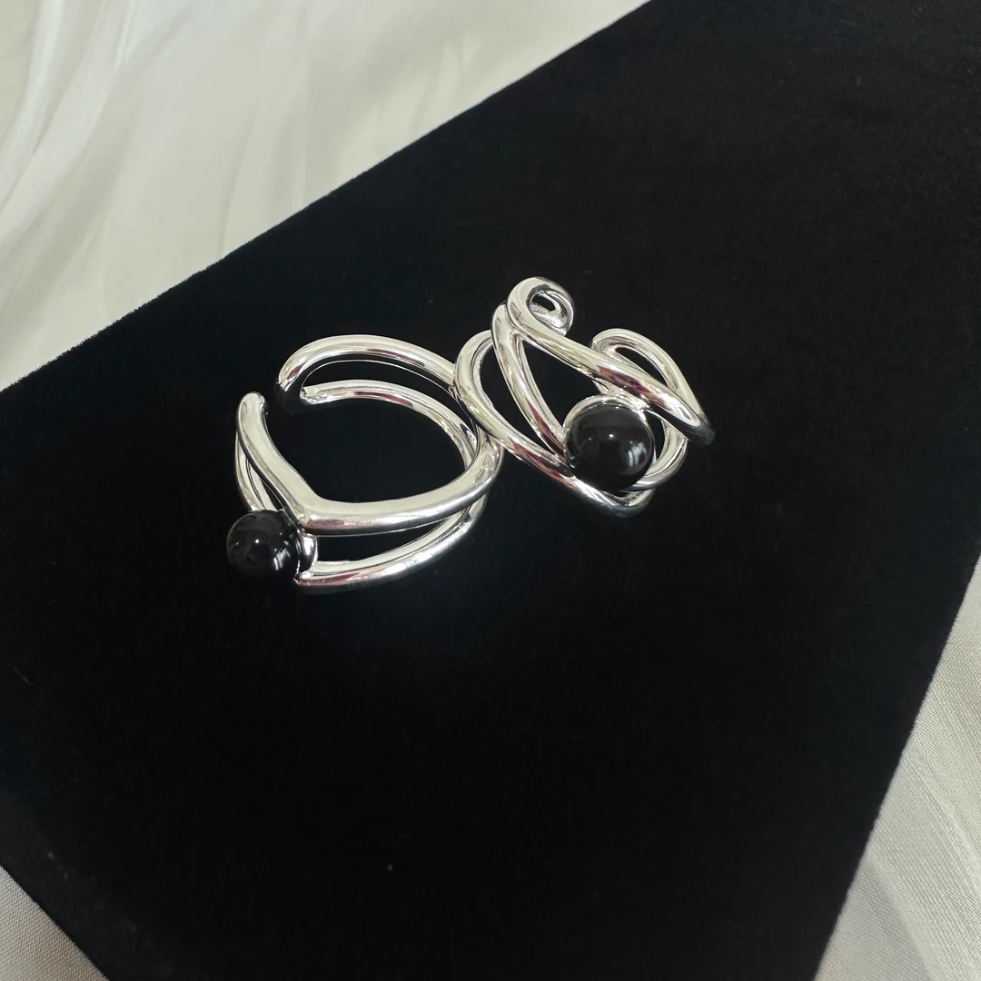 925银仿水晶戒指 【神秘黑色】ins博主穿搭单品黑nao瑙设计感指环