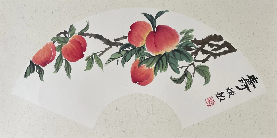 国画作品花鸟寿桃柿子【无框】卡纸真迹收藏十品装饰名家书画艺术