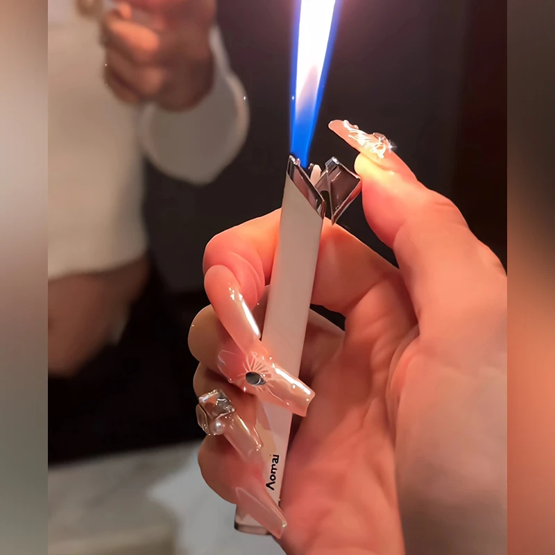 创意糖果色小巧长条纤细打火机充气可放进烟盒个性送男友闺蜜礼物