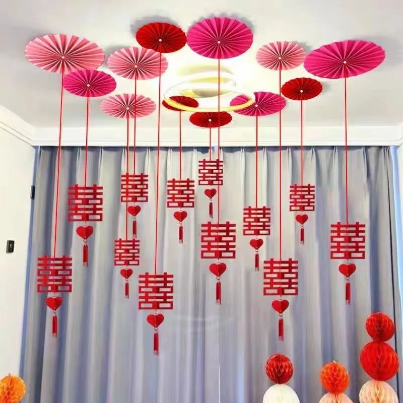 立体结婚喜字挂饰挂件灯笼新房客厅天花板吊顶装饰婚房布置男女方
