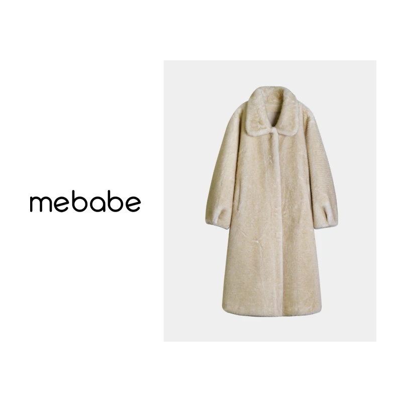 【元宝】冬季款气质加厚宽松显瘦翻领毛毛大衣外套女23DK279