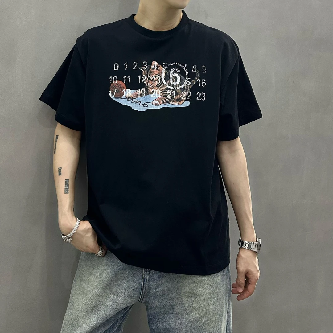 美式高街夏季潮牌简约纯色短袖T恤男宽松设计感小圆领上衣【4080】