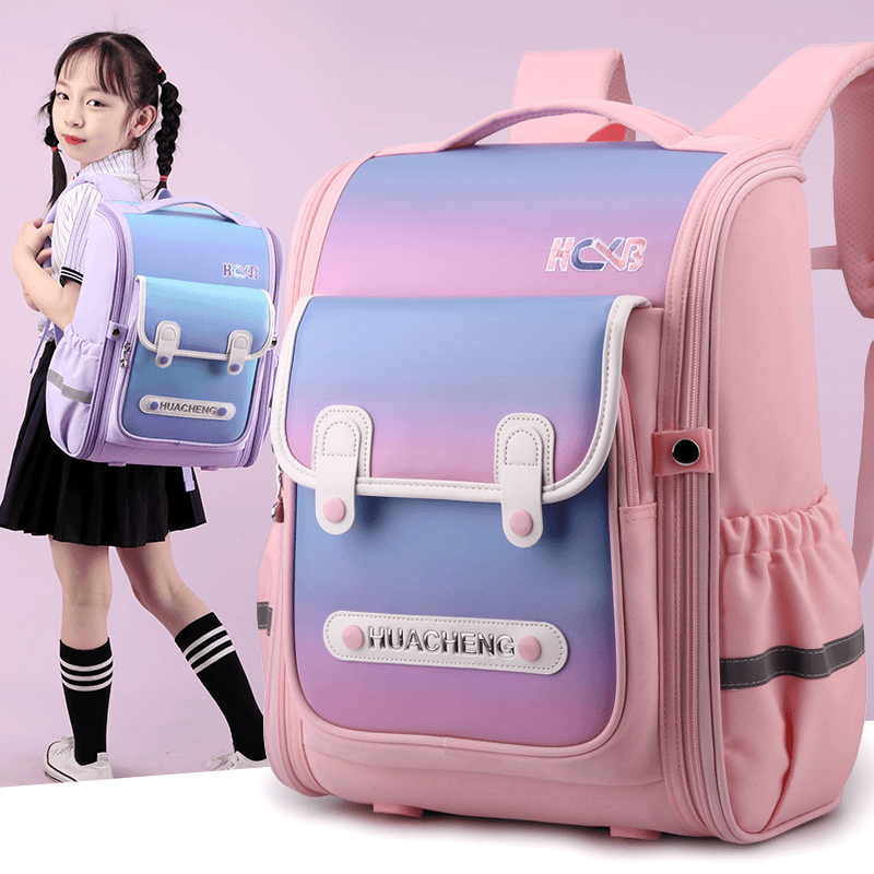 2023年新款小学生书包1-3-6年级英伦风儿童轻便护脊减负双肩背包5