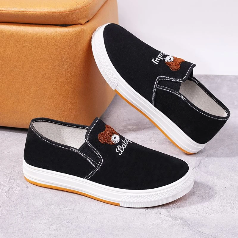 【防滑透气】帆布鞋女春夏秋季软厚底松糕鞋老北京布鞋一脚蹬休闲鞋