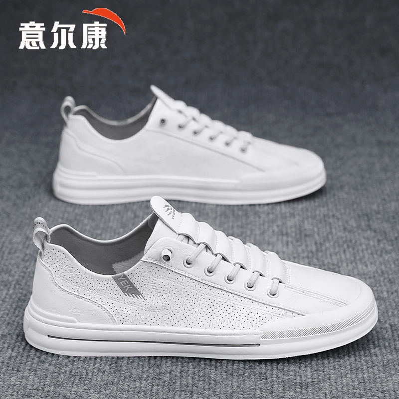 意尔康男鞋夏季透气2025新款皮面高档休闲小白鞋男士百搭时尚板鞋