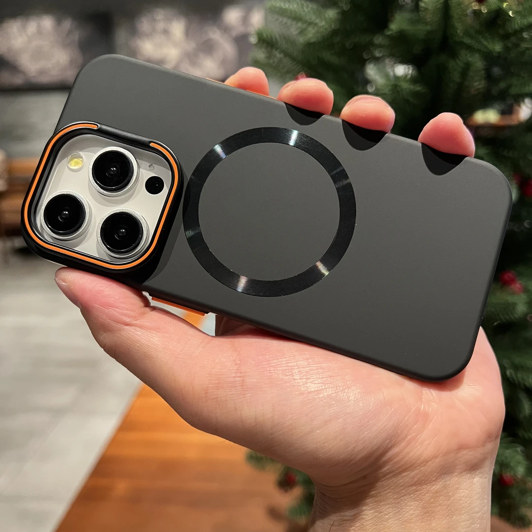 黑色磁吸Magsafe充电iPhone15pro手机壳超薄苹果14/13promax硬壳