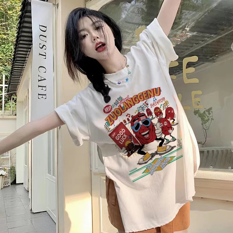 100%纯棉个性设计感短袖T恤有趣卡通印花休闲省钱风潮牌小众上衣