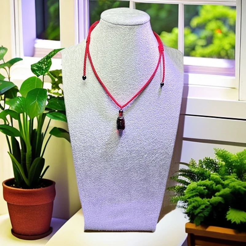 酒红丝珀貔貅手工调节编绳吊坠手链民族风情侣男女款素款