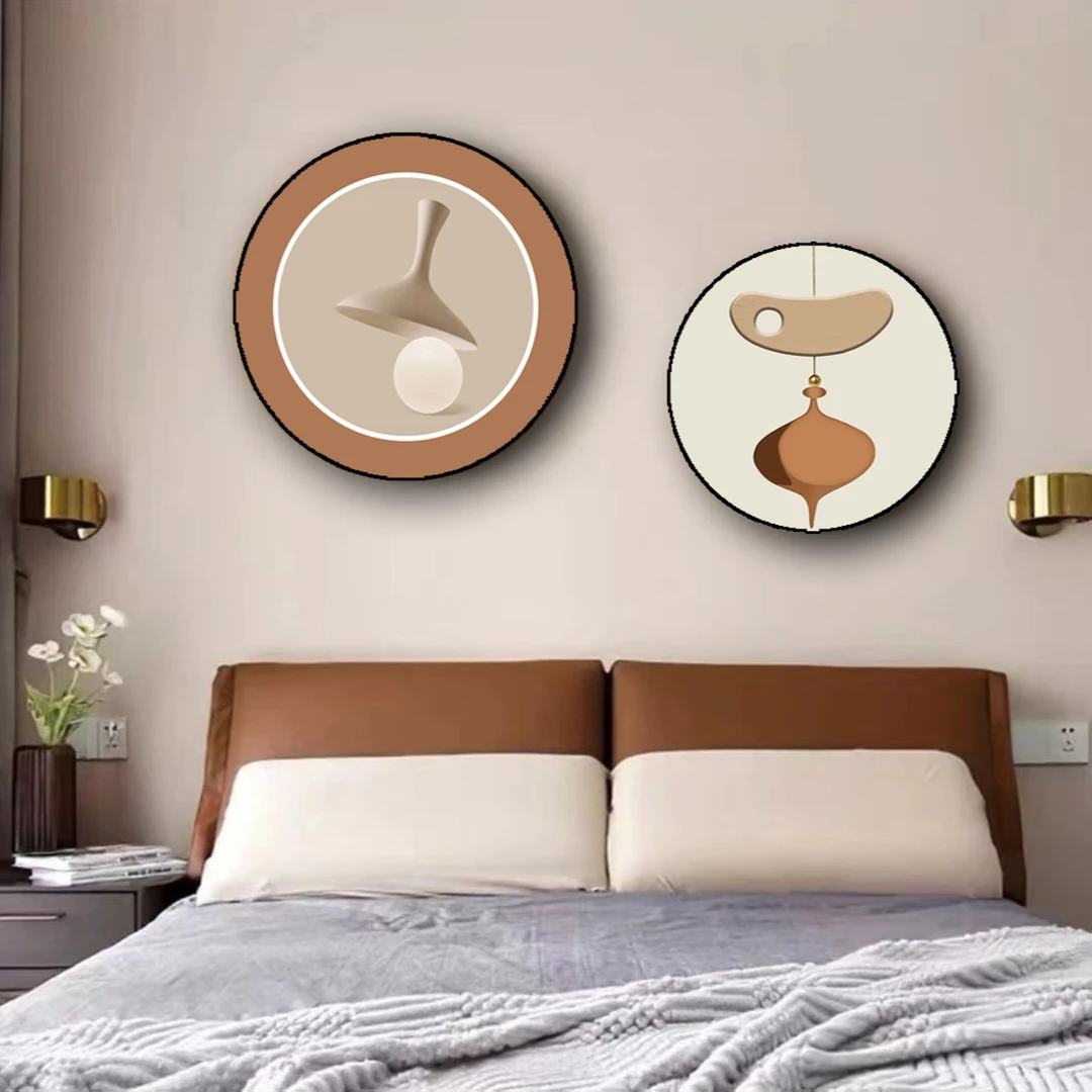 奶油风装饰画抽象背景墙挂画莫兰迪卧室床头餐厅组合壁画