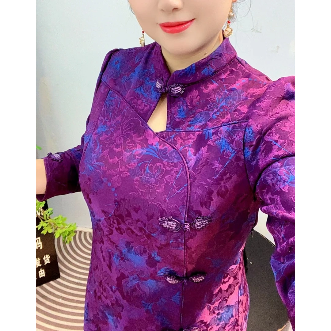 新中式高端气质日常百搭敬酒服旗袍连衣裙提花烫金加绒冬季厚