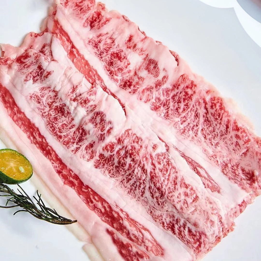 原切牛排纯种和牛M9+卡鲁比烤肉片 750g 现切和牛
