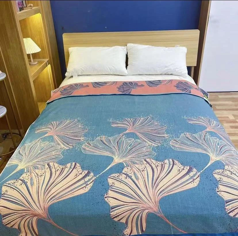 【蓝银杏】设计师款精梳细纱双人200*230多功能双面加厚轻奢床盖