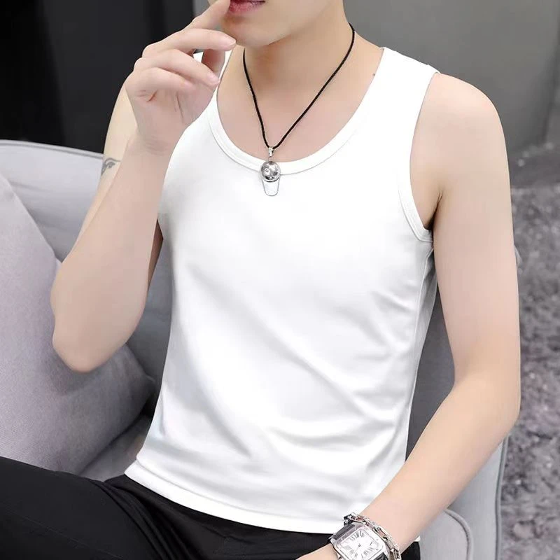 男士吊带背心无袖跨栏运动健身吸汗修身白色内穿纯色汗衫内搭坎肩