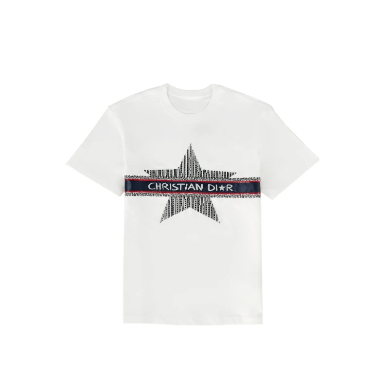 2025春夏新款刺绣五角星体恤D2028